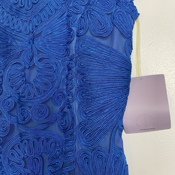 NWT JS Collections Royal Blue Short Sleeve Mesh Cocktail Dress Size 10 - Picture 4 of 8
